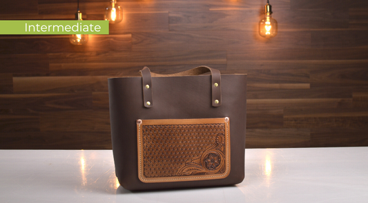 DIY Leather Tote with a Tooled Front Pocket