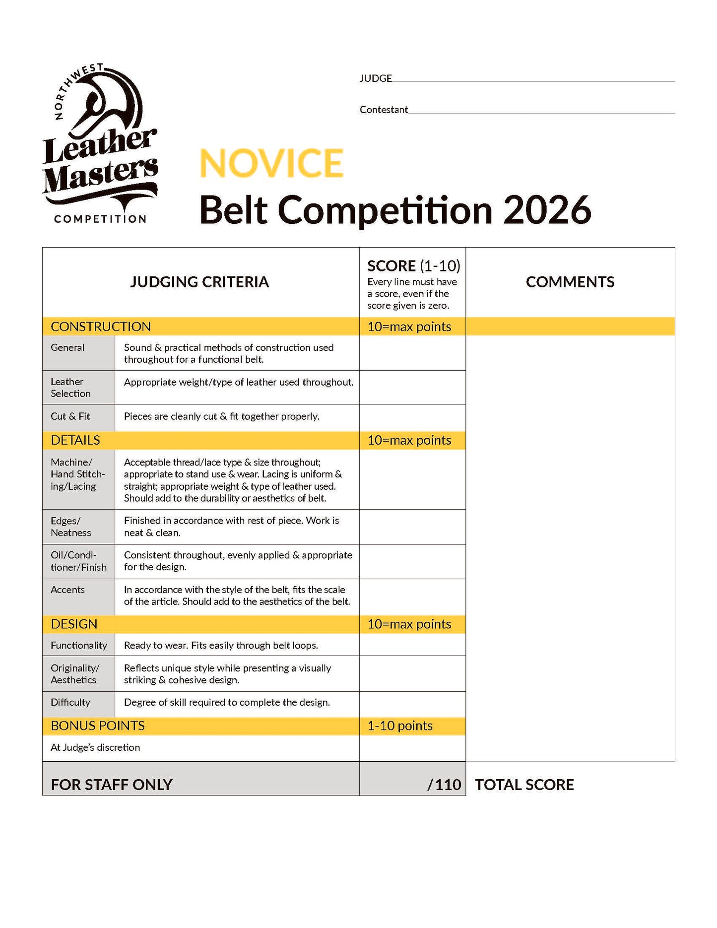 2026 Novice Belt Competition