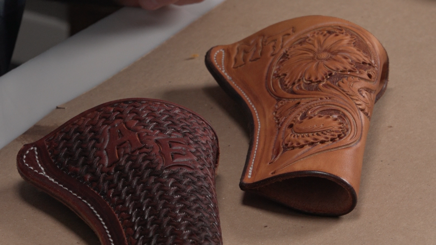 Floral Tooled and Stamped Holster for a Revolver