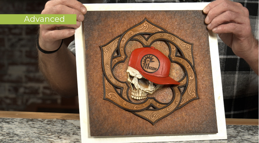 Skull and Baseball Cap Leather Artwork