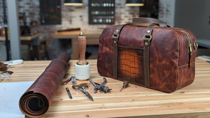 Make a Leather Overnight Bag with Alligator Pocket
