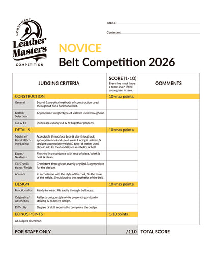 2026 Novice Belt Competition