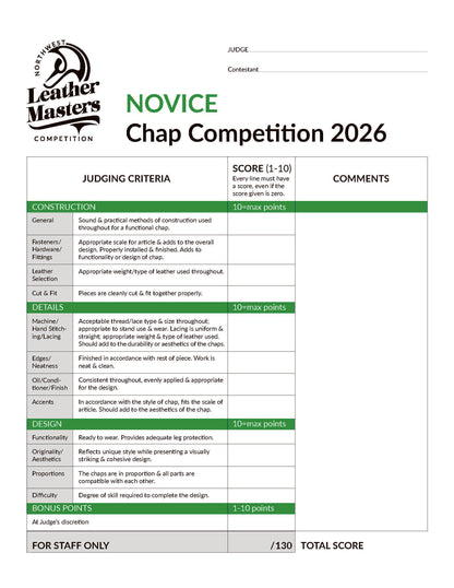 2026  Novice Chap Competition