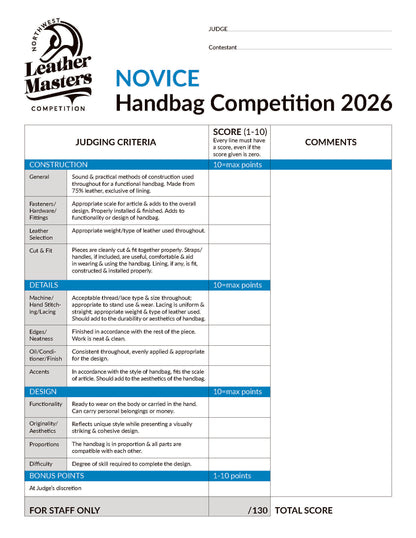 2026 Novice Handbag Competition