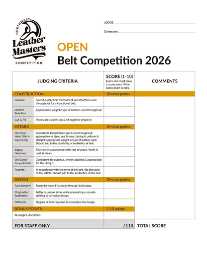 2026 Open Belt Competition