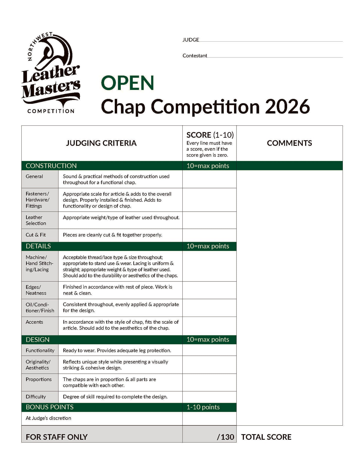 2026 Open Chap Competition