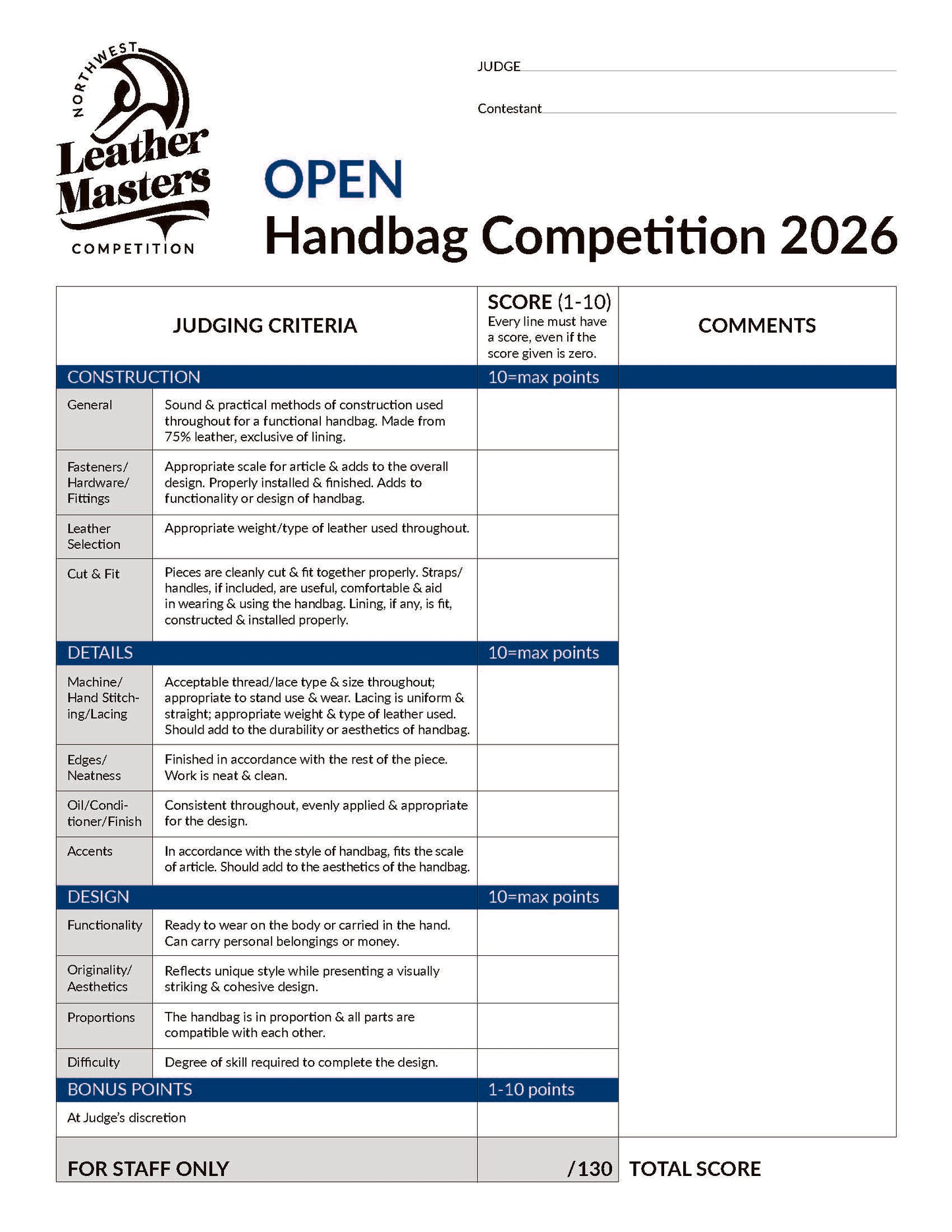 2026 Open Handbag Competition