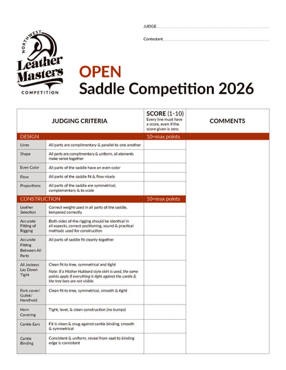 2026 Open Saddle Competition