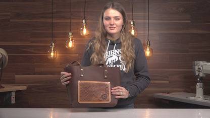 DIY Leather Tote with a Tooled Front Pocket
