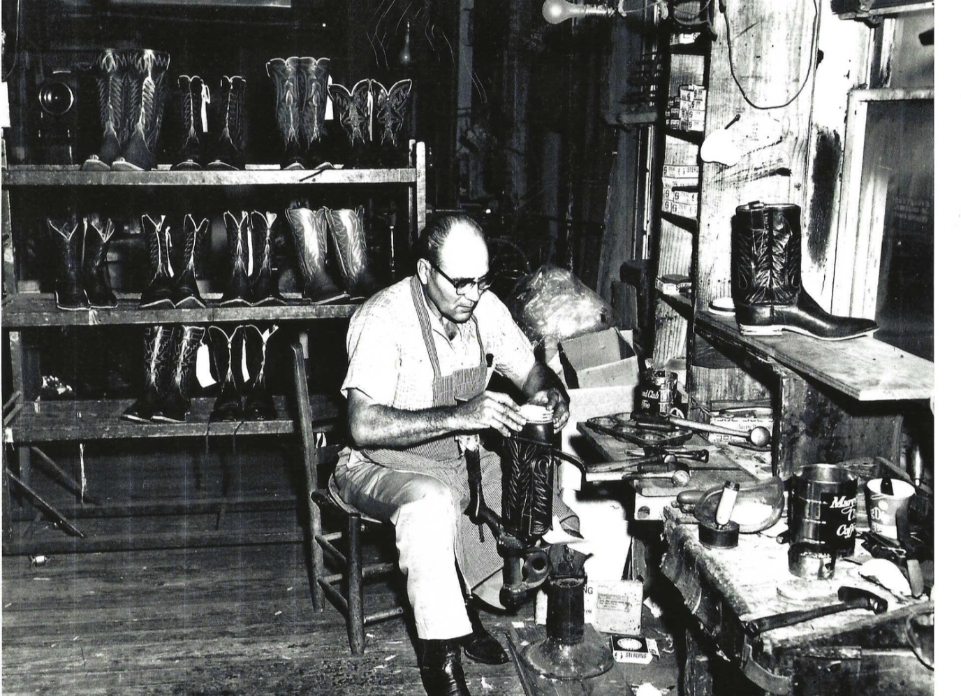 Mike’s Teacher Clyde Vasquez Building Heels At M.l. Leddy’s In Fort 